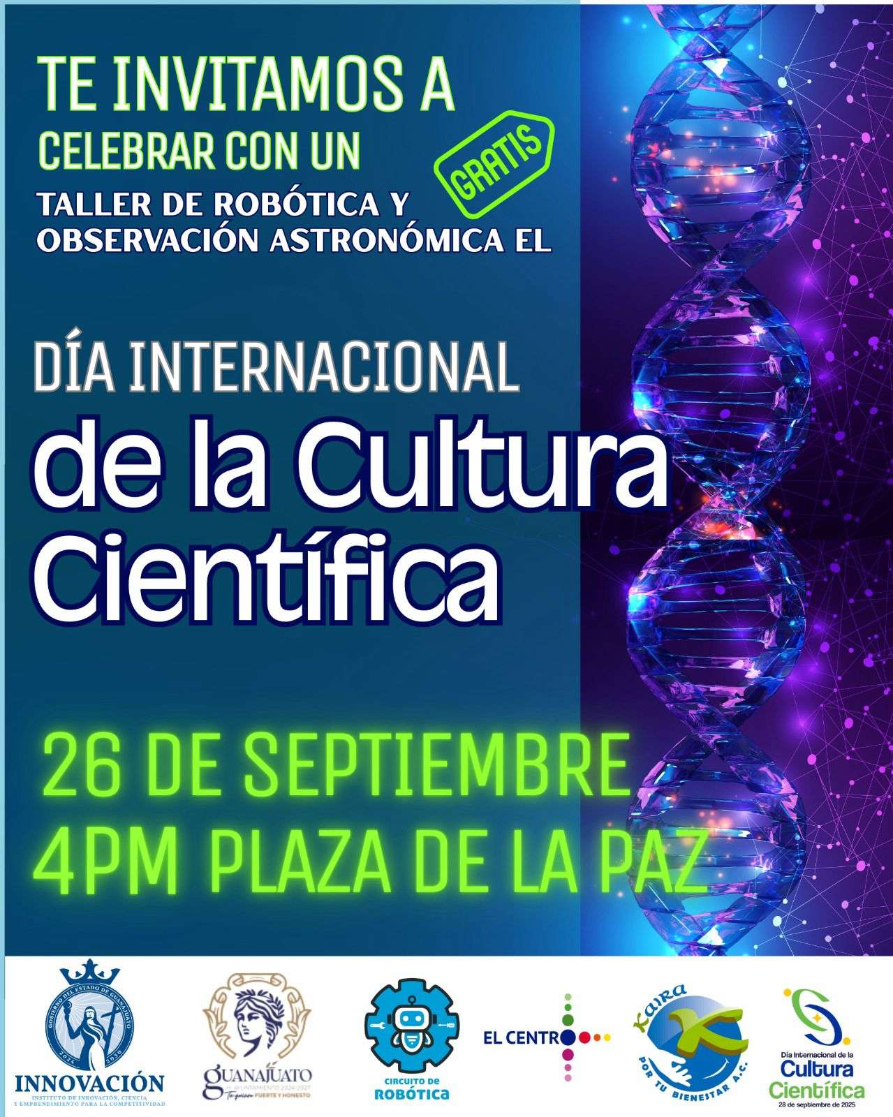 Los esperamos el 26 de septiembre en el día de la Cultura Científica.